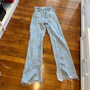 Zara wide leg jeans with inside slit SZ 0